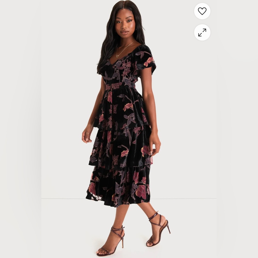Lulus Floral Midi Dress - Size XL